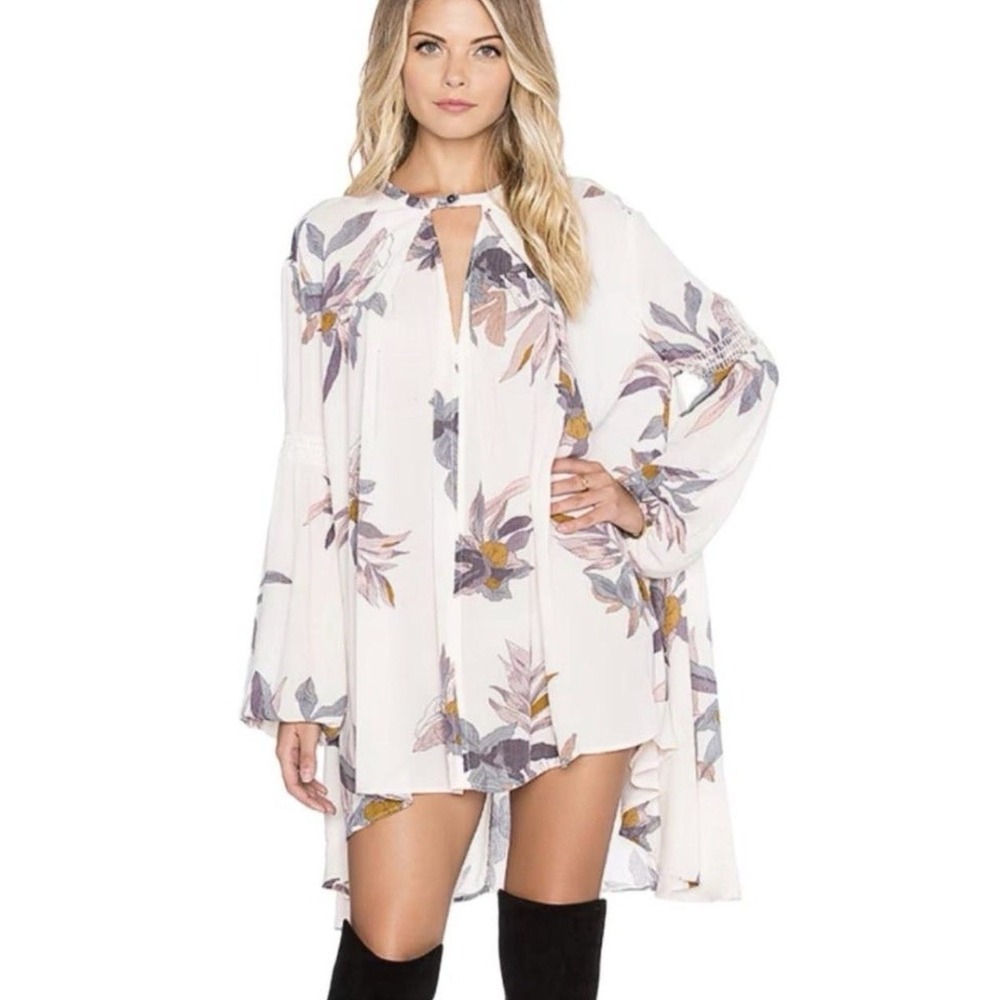 Free People Electric Orchid Tree Swing Dress Oversized Tunic SM Festival Beach